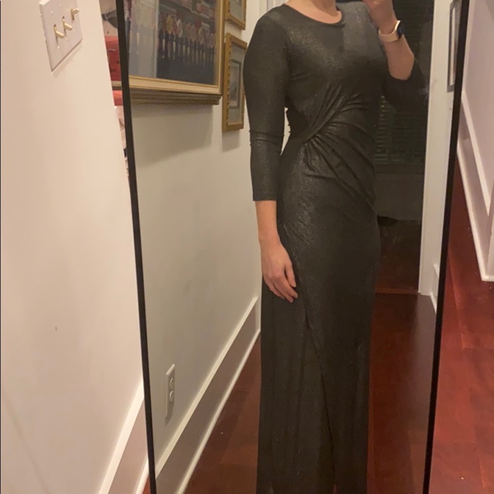 Spense metallic silver long maxi dress